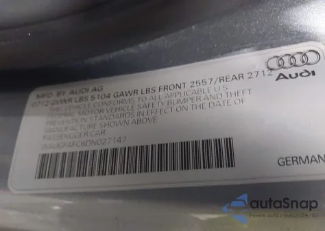 2013 Audi A6 2.0T Premium from USA, damaged, VIN WAUGFAFC6DN027147